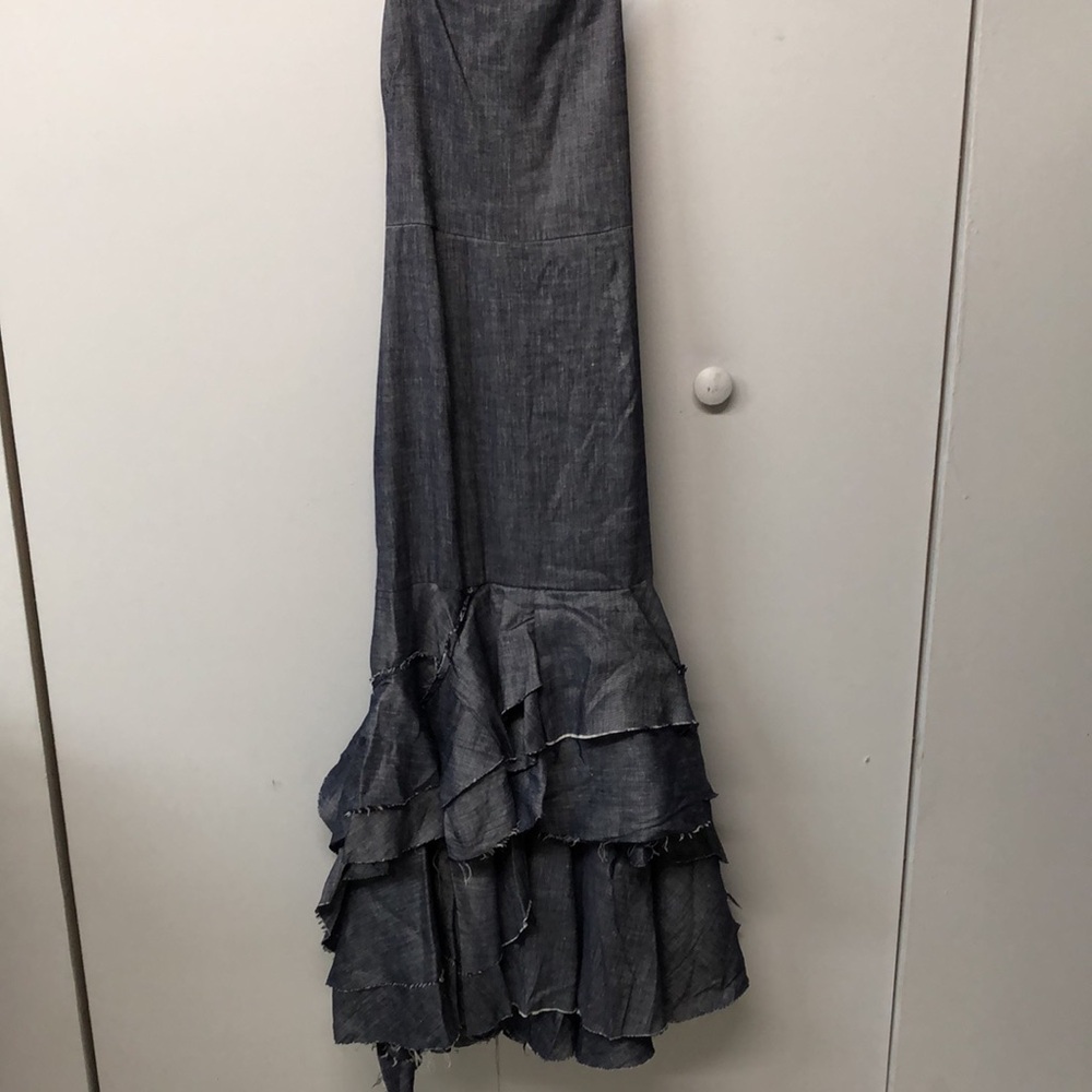 Milly Midi Apron Ruffle Dress-closed Jeans linen - Picture 9 of 14